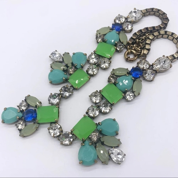 J. Crew Green & Blue Jeweled Necklace - Picture 2 of 4